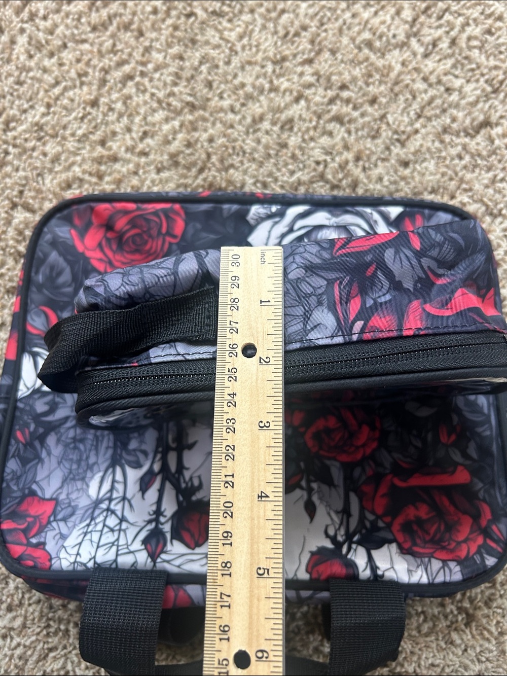 Floral Rose Cosmetic Pouch Set in Black and Red - Picture 3 of 5